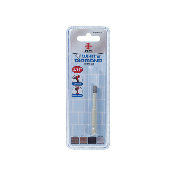 WHITE DIAMOND HEX - V-Groove Glass & Tile Drill Bits
